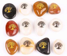 img 3 attached to 🌳 Pack of 12 ROCKIMPACT Life Tree Engraved Inspirational Stones - Pocket Word Stone River Rock, Zen Chakra Healing Palm Stone - Positive Encouraging Rocks for Organic Growth of Life Tree