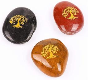 img 1 attached to 🌳 Pack of 12 ROCKIMPACT Life Tree Engraved Inspirational Stones - Pocket Word Stone River Rock, Zen Chakra Healing Palm Stone - Positive Encouraging Rocks for Organic Growth of Life Tree