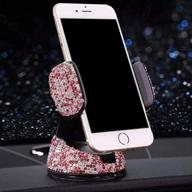 📱 luxury crystal rhinestone bling car phone mount with additional air vent base - universal cell phone holder for dashboard, windshield, and air vents (pink) logo