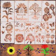 13-piece sunflower and butterfly stencil kit for diy painting on wood, walls, canvas, and more - reusable mylar templates with metal open ring included logo