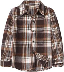 img 4 attached to 👕 Comfy and Stylish: Flannel Button Sleeve Clothing for Toddlers & Little Boys