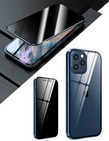 img 4 attached to KumWum Anti Peep Screen Protector for iPhone 12 Pro Max Case - Full Body Magnetic Cover, 🔒 Front and Back Tempered Glass Protector with Metal Bumper - Pacific Blue - Improve iPhone 12 Pro Max Visibility