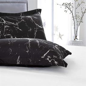 img 1 attached to 🖤 ARTALL Twin Marble Comforter Set: Printed Design, Soft Microfiber Bedding with 1 Sham, All Season, Black