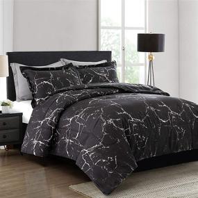 img 3 attached to 🖤 ARTALL Twin Marble Comforter Set: Printed Design, Soft Microfiber Bedding with 1 Sham, All Season, Black