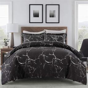 img 4 attached to 🖤 ARTALL Twin Marble Comforter Set: Printed Design, Soft Microfiber Bedding with 1 Sham, All Season, Black