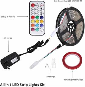 img 3 attached to ✨ Geekeep 12V RGB LED Strip Lights Kit: Waterproof Dream Color Lighting with Chasing Effect - RF Remote Controlled (5M/16.4ft)