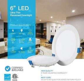 img 1 attached to 🔦 SAATLY Ultra Thin 6 inch LED Recessed Lighting, 3000K Warm White Dimmable Downlight with Junction Box, 850lm 110W Eqv., ETL Certified - Pack of 12