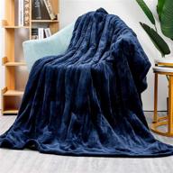 🔥 homde heated electric throw: 50x60 flannel washable blanket with 3 heat settings and auto-off controller - perfect for bed or couch (double-side blue) logo