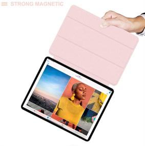 img 1 attached to 📱 Чехол Aoub Slim Trifold Stand Smart для iPad Air 4 2020/Pro 11 2018, цвет розовый - магнитное крепление, совместимость/зарядка Apple Pencil, поддержка Touch ID.