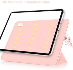 img 2 attached to 📱 Чехол Aoub Slim Trifold Stand Smart для iPad Air 4 2020/Pro 11 2018, цвет розовый - магнитное крепление, совместимость/зарядка Apple Pencil, поддержка Touch ID.