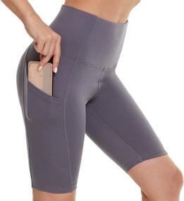 img 2 attached to Comfortable Fotociti High Waisted Biker Shorts with Pockets for Women's Yoga, workout, Training, Running