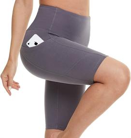 img 4 attached to Comfortable Fotociti High Waisted Biker Shorts with Pockets for Women's Yoga, workout, Training, Running