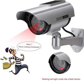 img 2 attached to 📷 AlfaView Solar Powered Bullet Dummy Fake Surveillance Camera for Outdoor/Indoor Security, with LED Flashing Light - Ideal for Home or Business Use