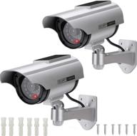 📷 alfaview solar powered bullet dummy fake surveillance camera for outdoor/indoor security, with led flashing light - ideal for home or business use logo