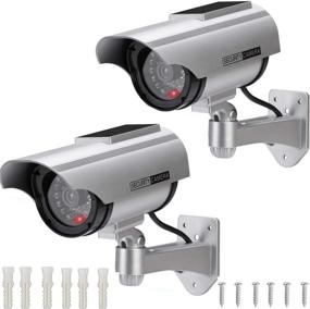 img 4 attached to 📷 AlfaView Solar Powered Bullet Dummy Fake Surveillance Camera for Outdoor/Indoor Security, with LED Flashing Light - Ideal for Home or Business Use