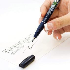 img 1 attached to Tombow Fudenosuke Hard Brush Pen Set (GCD-111) - Pack of 5 for Precise and Controlled Calligraphy