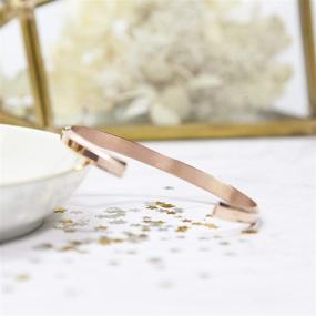 img 1 attached to Ulan Moron Personalized Cuff Bracelet: 5.5''/6.5'' Stainless Steel, Birthday Gift for Her - Rose Gold Bracelet Bangle