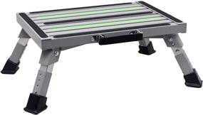 img 4 attached to 🚪 GarfatolRv Safety RV Steps: Adjustable Height Aluminum Folding Platform Step with Luminous Tapes - Glow in The Dark, Holds Up to 1000 lbs