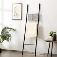 🛁 black 4-layer metal towel ladder, standing rack & wall-leaning display stand for bathroom, marble field decoration logo