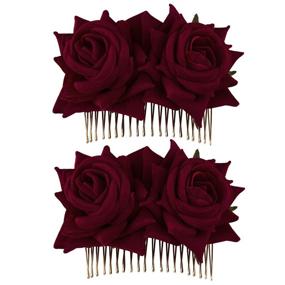 img 2 attached to Crownguide Accessories Flamenco Hairstyles Burgundy