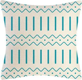 img 1 attached to 🔵 Eneston Aqua Blue Pillow Covers 18x18 - Set of 4: Stylish Home Decor for Sofas, Chairs, Beds – Indoor and Outdoor Linen Couch Throw Pillow Cases – Enhance Your Living Room Décor