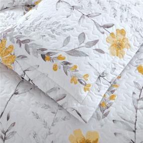 img 2 attached to 🌼 Vintage Yellow Floral Bedspread Set – Queen/Full Size Lightweight Reversible Garden Quilt Coverlet with 2 Pillow Shams