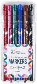 img 4 attached to 🌈 Erin Condren Colorful Dual-Tip Markers - Earth 6 Pack: Fine & Standard Tip for Drawing, Coloring, and Art - Ideal for Kids & Adults