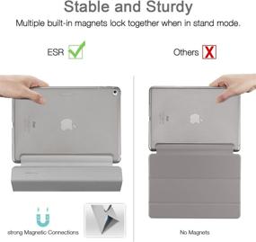img 1 attached to 📱 ESR Yippee Smart Case for iPad Air 2 - Synthetic Leather Magnetic Cover with Auto Sleep/Wake Function [Silver Gray]