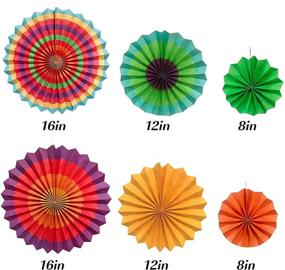 img 3 attached to 🎉 Vibrant 19-Piece Fiesta Party Decoration Set: Colorful Paper Fans, Tissue Paper Pom Poms, Honeycomb Balls, and Circle Dot Garland for Birthday, Wedding, Fiesta, or Mexican Celebration