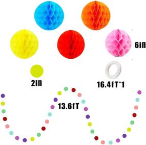 img 1 attached to 🎉 Vibrant 19-Piece Fiesta Party Decoration Set: Colorful Paper Fans, Tissue Paper Pom Poms, Honeycomb Balls, and Circle Dot Garland for Birthday, Wedding, Fiesta, or Mexican Celebration
