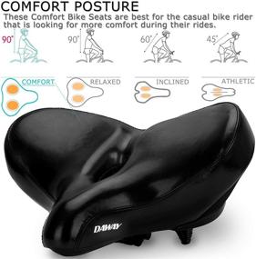 img 3 attached to 🚴 Ditch Discomfort: DAWAY C60 Oversized Comfortable Bike Seat for Ultimate Riding Experience - Extra Wide Comfort Replacement Exercise Bicycle Saddle, Universal Fit for Indoor Outdoor Bikes | Soft Foam Padded Cruiser Saddle for Men, Women, and Seniors