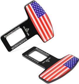img 4 attached to MOCHENT Seat Belt Clip - 2 Pack Car Seat Belt Clip Alarm Stopper Silencer Auto Metal Seat Belt Buckle Insert Plug Universal For All Vehicles Cars (USA Flag)