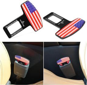img 1 attached to MOCHENT Seat Belt Clip - 2 Pack Car Seat Belt Clip Alarm Stopper Silencer Auto Metal Seat Belt Buckle Insert Plug Universal For All Vehicles Cars (USA Flag)