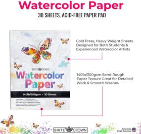 img 3 attached to 🎨 Watercolor Paper Pad - 140lb/300gsm - Bright White 30 Sheets (9x12) Cold Press Texture, Acid Free Watercolor Paper for All Ages, Wet and Mixed Media Artists