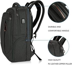 img 1 attached to 🎒 KROSER Laptop Backpack: Stylish & Spacious Computer Bag for 17.3 Inch Laptops with USB Charging Port and Water-Repellent Design - Perfect for School, Travel, Business, College - Charcoal Black