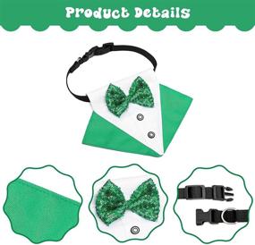 img 2 attached to St. Patrick's Day Dog Bandana Collar with Bow Tie: Irish Clover 🍀 Triangle Bibs Scarf for Dogs, Adjustable Formal Tuxedo Neckerchief - Pet Party Dress-up Costume