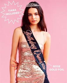 img 3 attached to 👸 xo, Fetti Birthday Queen Sash + Tiara: Black Glitter + Rose Gold Foil - Perfect Birthday Party Decorations for 16th, 21st, 30th, 40th, and 50th Celebrations - Ideal for Girls