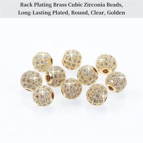 img 1 attached to 💎 NBEADS 10 Pcs 8mm Golden Cubic Zirconia Brass Beads: Dazzling CZ Stones for Bracelet Jewelry Making