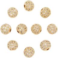 💎 nbeads 10 pcs 8mm golden cubic zirconia brass beads: dazzling cz stones for bracelet jewelry making logo