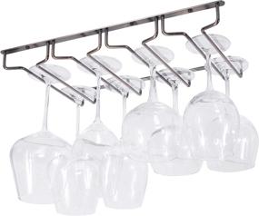 img 1 attached to Wallniture Pinot Wine Glass Holder: Under Cabinet Organization and Storage for Kitchen Decor - Set of 2 Oil Rubbed, 17 inches