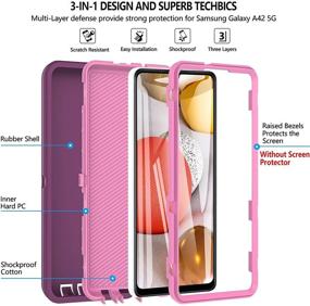 img 3 attached to 📱 Samsung Galaxy A42 5G Case - Hensinple Heavy Duty Defender Shockproof Dustproof Rugged Protective Bumper Cover Purple