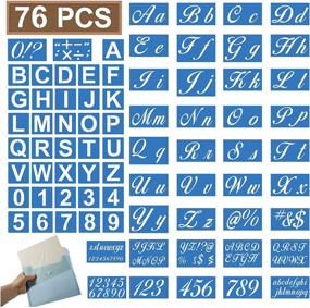 img 4 attached to Wood Painting Stencils - Calligraphy Alphabet Stencils - Reusable Plastic Craft Stencils with Numbers & Signs - Set of 76 PCS (196 Designs)