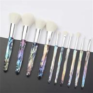 💚 crystal handle makeup brushes set - tenmon 10pcs green crystal transparent handle kabuki powder foundation concealer eye shadow eyeliner eyebrow brushes (white) logo