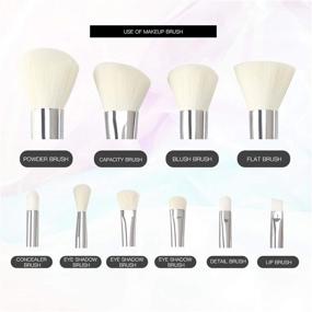 img 3 attached to 💚 Crystal Handle Makeup Brushes Set - Tenmon 10PCS Green Crystal Transparent Handle Kabuki Powder Foundation Concealer Eye Shadow Eyeliner Eyebrow Brushes (White)