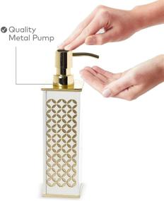 img 2 attached to 💎 Creative Scents Diamond Lattice 4 Piece Bathroom Accessories Sets - Elegant White and Gold Decorative Lotion Dispenser, Dish, Tumbler, Toothbrush Holder - Gift Packaged