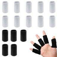 🖐️ 20 pcs finger sleeves protectors, sport finger sleeves thumb brace support finger brace elastic thumb sleeves for pain relief, arthritis & trigger finger (black/grey) logo