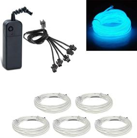 img 4 attached to 5X1Meter EL Wire Ice Blue Neon Light Tube Rope Battery Powered Electroluminescent Wire Glowing Strobing Decoration Light For Xmas Party Pub(Ice Blue)