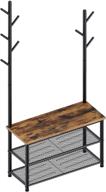 🧥 rolanstar shoe bench with coat rack: 3-tier entryway bench, 67.4” coat stand with storage, rustic brown logo