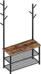 img 4 attached to 🧥 Rolanstar Shoe Bench with Coat Rack: 3-Tier Entryway Bench, 67.4” Coat Stand with Storage, Rustic Brown