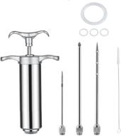 🔪 professional stainless steel meat injector kit for bbq, grilling, smoking - 3 needles, 2-oz capacity, marinade seasoning window, barbecue cooking equipment logo